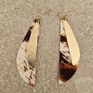 Gold and Brown Dangle Earrings